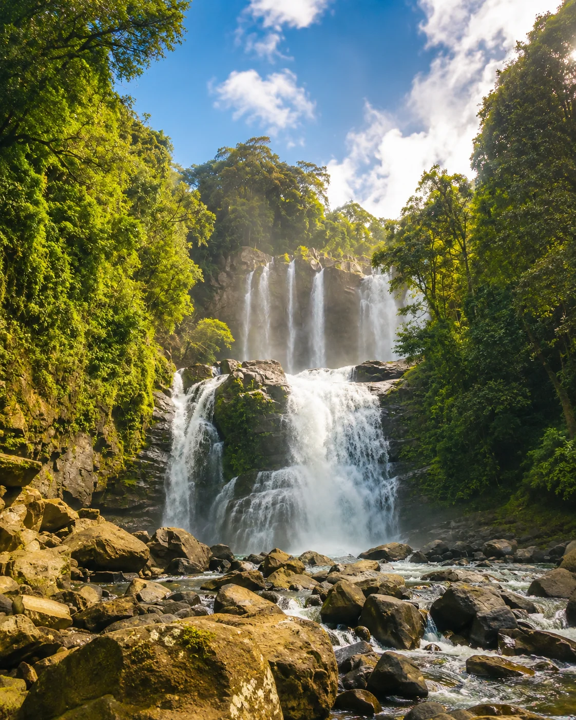 Rainforest waterfall in the hills of Costa Ballena