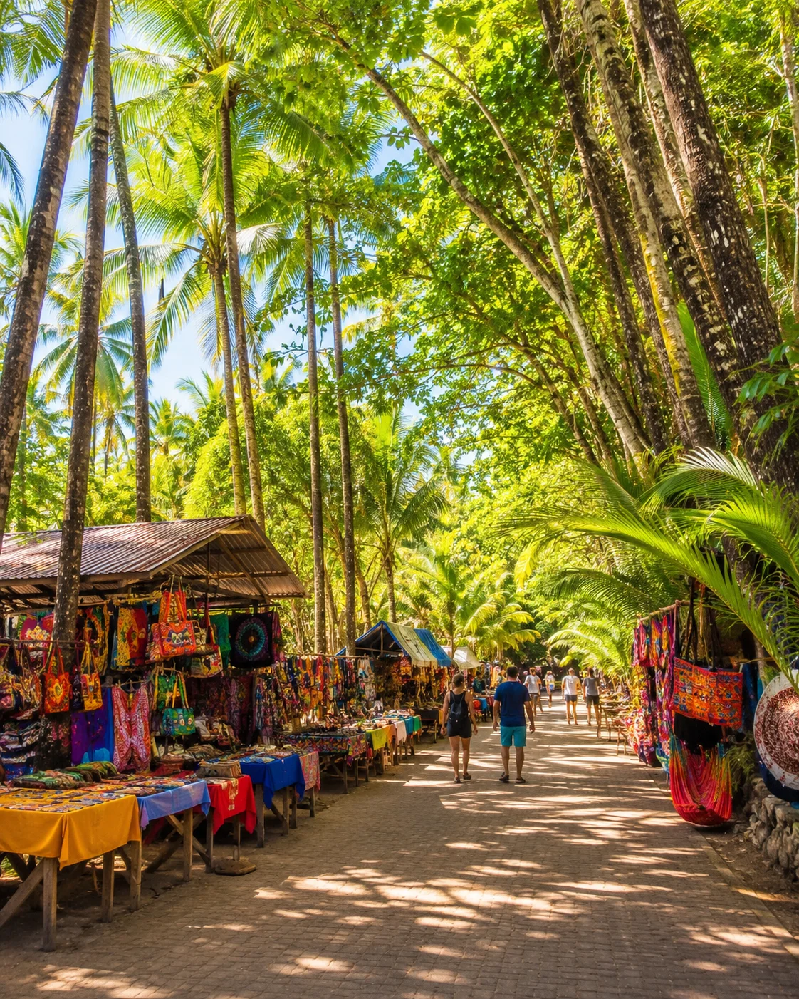 Craft market along a jungle street in Costa Ballena