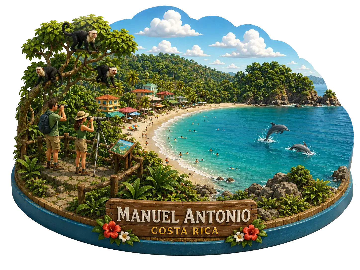 3D illustration of Manuel Antonio and its beaches, Costa Rica
