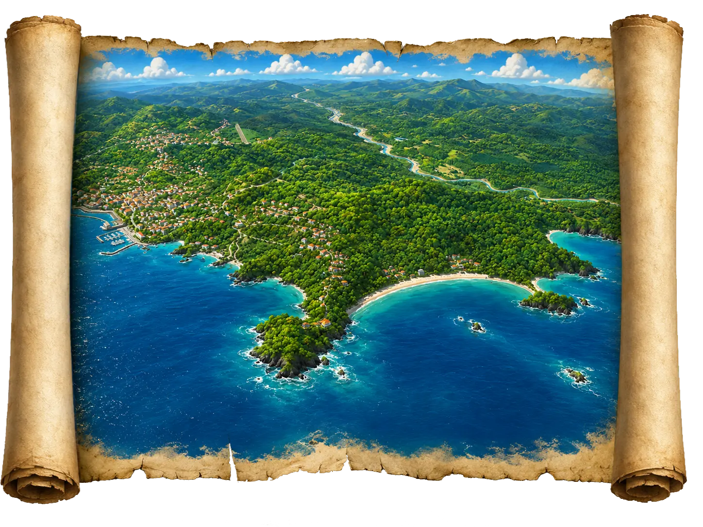Illustrated map of Manuel Antonio and Quepos, Costa Rica