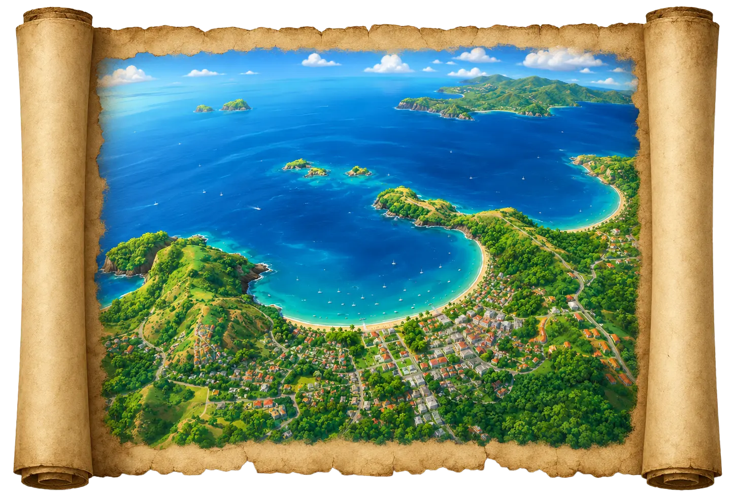 Mapa ilustrado de Playas del Coco, Guanacaste, Costa Rica