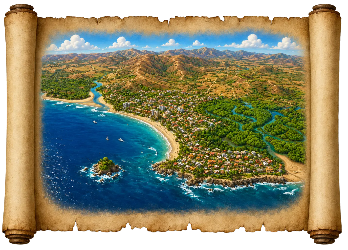 Mapa ilustrado de Tamarindo, Guanacaste, Costa Rica